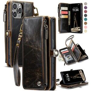 IPhone 16 Pro Max PU Leather Magnetic Snap Flip Zipper Wallet, 20I-170PH004